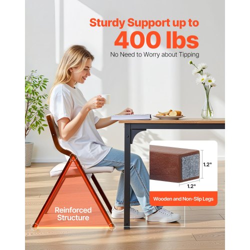 Wooden Folding Chairs with Cushion Set of 2 Portable Foldable Cushion