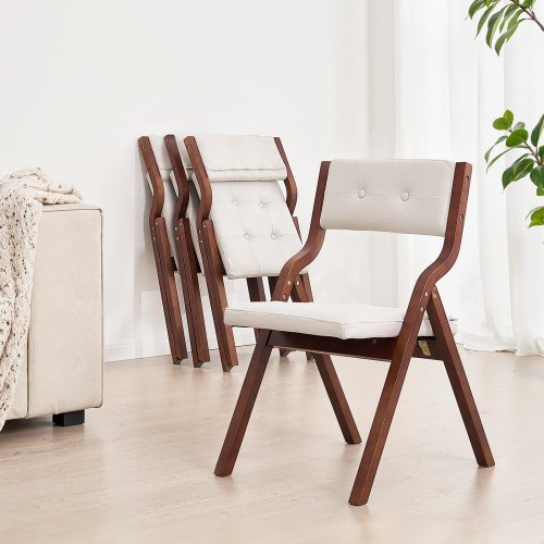 Wooden Folding Chairs with Cushion Set of 2 Portable Foldable Cushion
