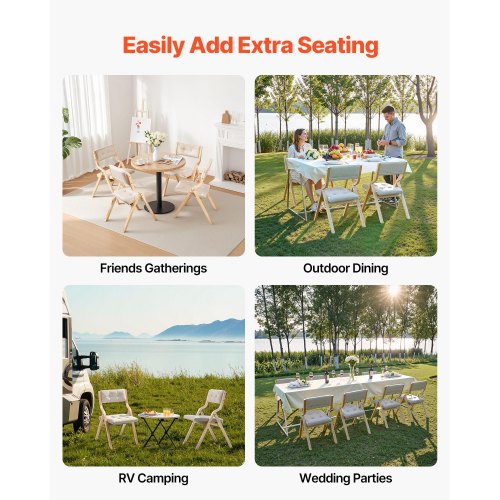 Wooden Folding Chairs with Cushion Set of 2 Portable Foldable Cushion 1