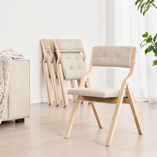 Wooden Folding Chairs with Cushion Set of 2 Portable Foldable Cushion 1