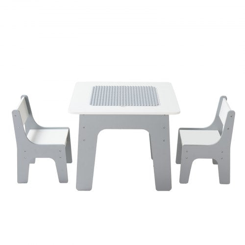 4 in 1 Kid Activity Table and 2 Chairs Set Graffiti Building Blocks