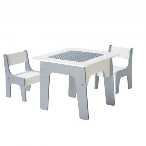 4 in 1 Kid Activity Table and 2 Chairs Set Graffiti Building Blocks