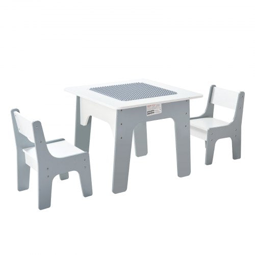 4 in 1 Kid Activity Table and 2 Chairs Set Graffiti Building Blocks
