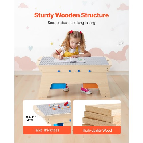 Kids Reversible Wooden Activity Table MultiPurpose Activity Play Table