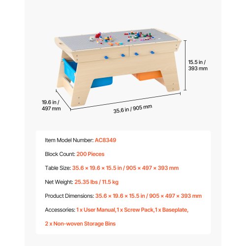 Kids Reversible Wooden Activity Table MultiPurpose Activity Play Table