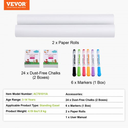 Easel Accessory Set 32 PCS Kids Art Easel Painting Kit Including Chalks