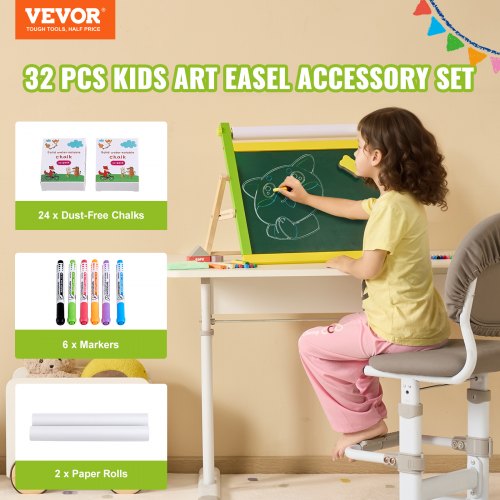 Easel Accessory Set 32 PCS Kids Art Easel Painting Kit Including Chalks