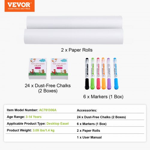 Easel Accessory Set 32 PCS Kids Art Easel Painting Kit Including Chalks