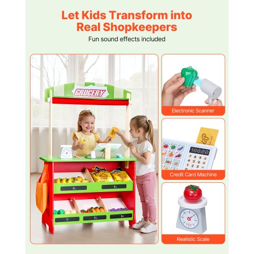 Wooden Puppet Theater with Curtains 2in1 Reversible Play Store