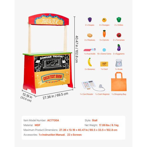 Wooden Puppet Theater with Curtains 2in1 Reversible Play Store