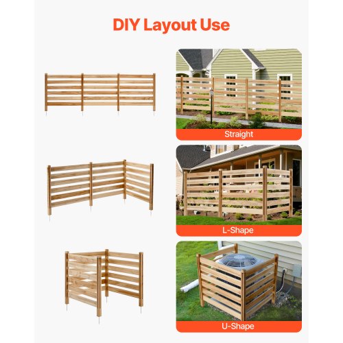Wood Privacy Fence 38 W x 36 L 3 Panel Slatted Air Conditioner Fence