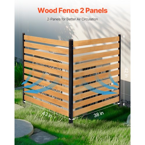 Wood Privacy Fence 38 W x 42 L 2Panel Slatted Air Conditioner Fence