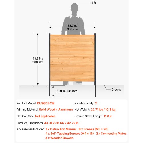 Wood Privacy Fence 38 W x 42 L 2 Panel Solid Air Conditioner Fence