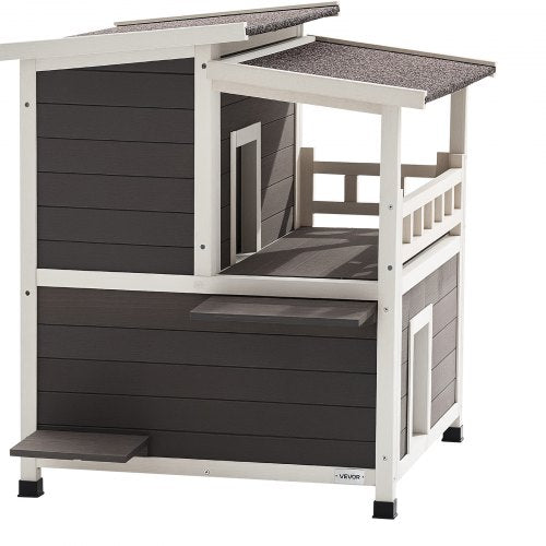 Insulated Cat House 2Story Wooden Cat Shelter Foam Insulation Feral