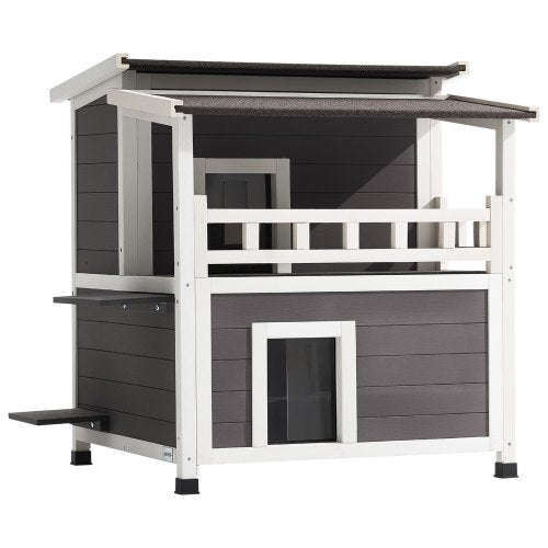 Insulated Cat House 2Story Wooden Cat Shelter Foam Insulation Feral