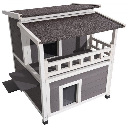 Insulated Cat House 2Story Wooden Cat Shelter Foam Insulation Feral