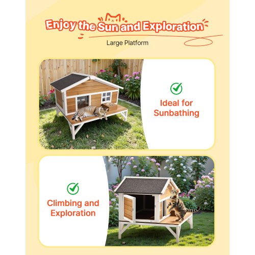 Insulated Cat House AllAround Foam Insulation Elevated Cat Shelter Wooden