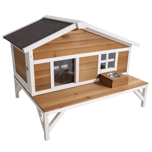 Insulated Cat House AllAround Foam Insulation Elevated Cat Shelter Wooden