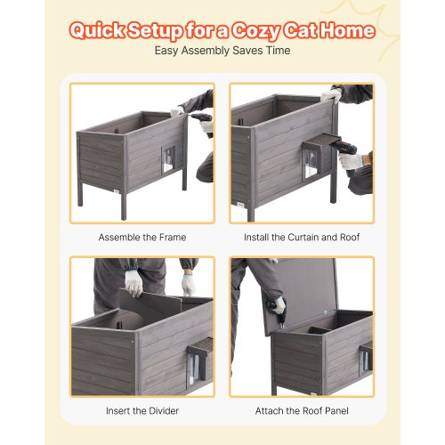 Heated Cat House Insulated Wooden Cat House for Outdoor Cats Waterproof