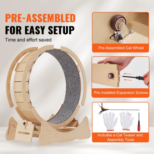 Wooden Cat Exercise Wheel 52 Large Cat Treadmill Wheel for Indoor Cats