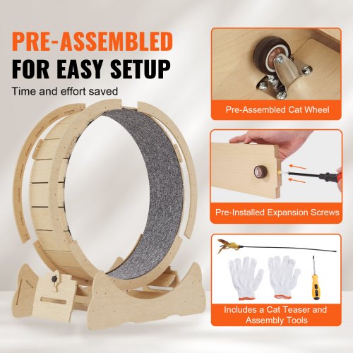 Wooden Cat Exercise Wheel 433 Large Cat Treadmill Wheel for Indoor Cats