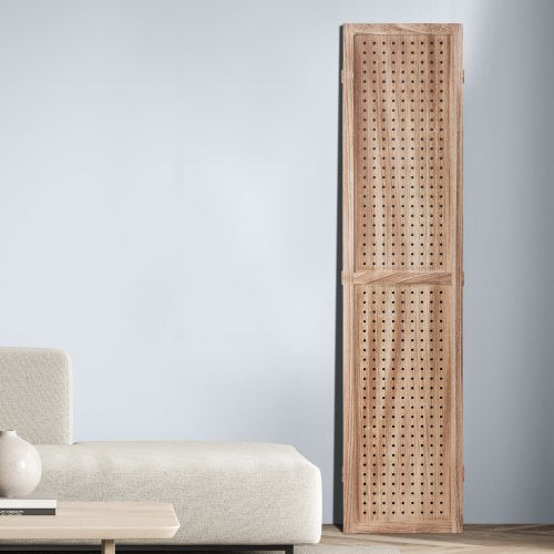 Wood Room Divider 4 Panel Wood Folding Privacy Screen 66.9 Inches Tall