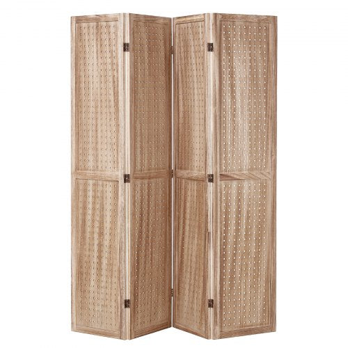 Wood Room Divider 4 Panel Wood Folding Privacy Screen 66.9 Inches Tall