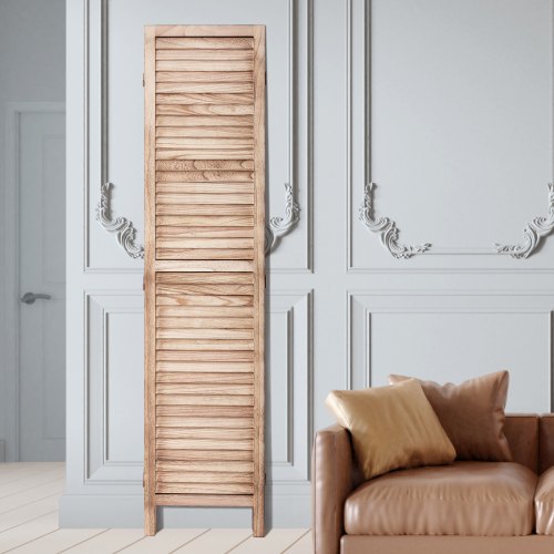 Wood Room Divider 4 Panel Wood Folding Privacy Screen 66.9 Inches Tall