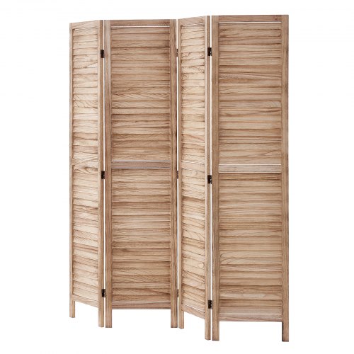 Wood Room Divider 4 Panel Wood Folding Privacy Screen 66.9 Inches Tall