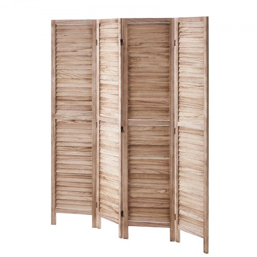 Wood Room Divider 4 Panel Wood Folding Privacy Screen 66.9 Inches Tall