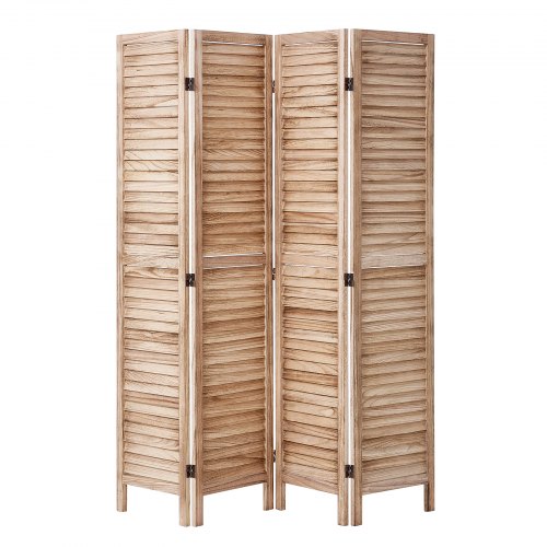 Wood Room Divider 4 Panel Wood Folding Privacy Screen 66.9 Inches Tall