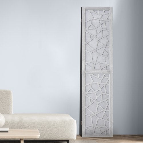 Wood Room Divider 4 Panel Wood Folding Privacy Screen 66.9 Inches Tall