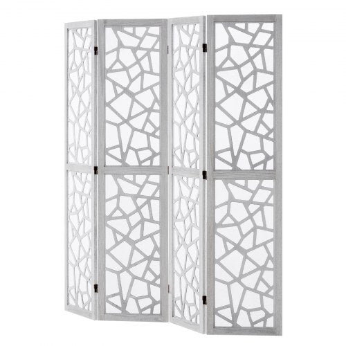 Wood Room Divider 4 Panel Wood Folding Privacy Screen 66.9 Inches Tall