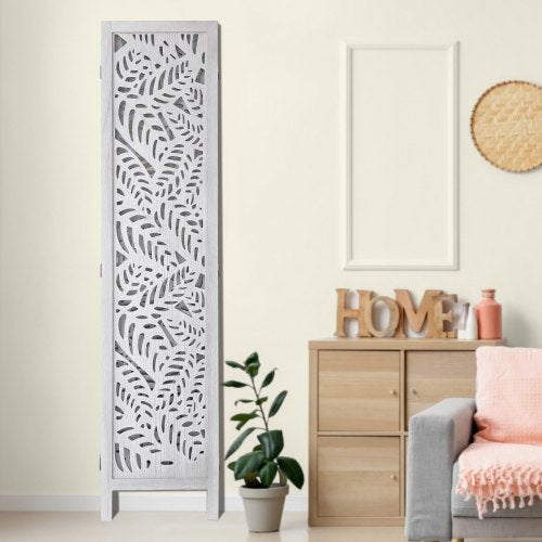 Wood Room Divider 6 Panel Wood Folding Privacy Screen 66.9 Inches Tall
