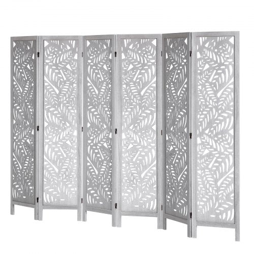 Wood Room Divider 6 Panel Wood Folding Privacy Screen 66.9 Inches Tall