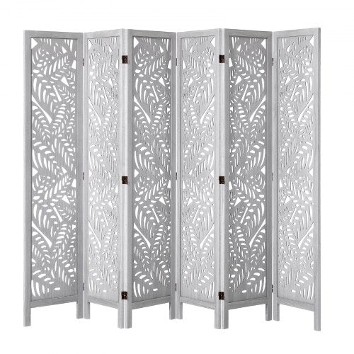 Wood Room Divider 6 Panel Wood Folding Privacy Screen 66.9 Inches Tall