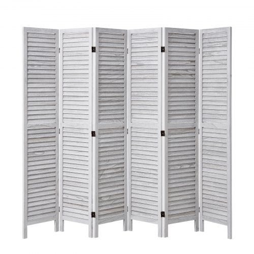 Wood Room Divider 6 Panel Wood Folding Privacy Screen 66.9 Inches Tall