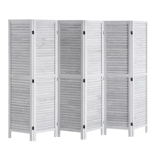 Wood Room Divider 6 Panel Wood Folding Privacy Screen 66.9 Inches Tall