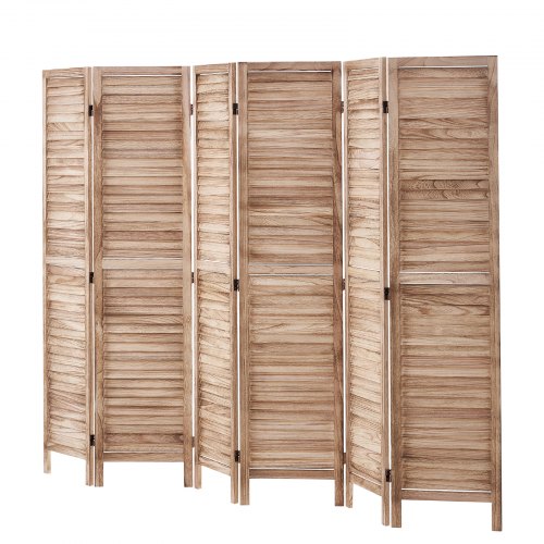 Wood Room Divider 6 Panel Wood Folding Privacy Screen 66.9 Inches Tall
