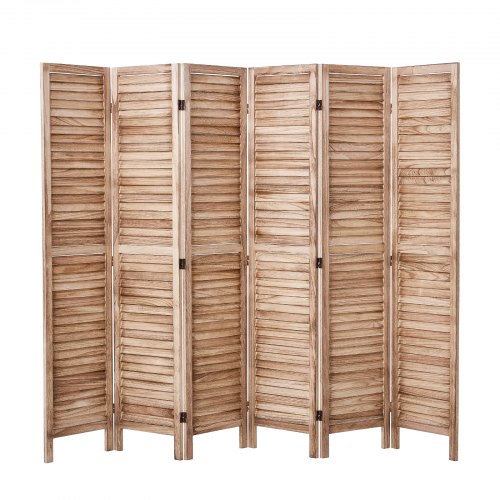 Wood Room Divider 6 Panel Wood Folding Privacy Screen 66.9 Inches Tall