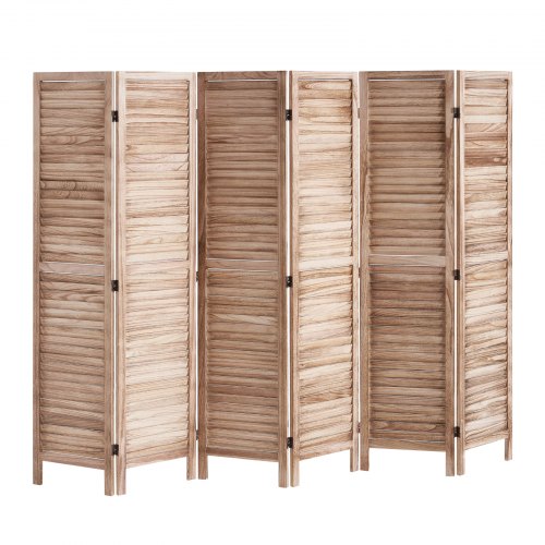 Wood Room Divider 6 Panel Wood Folding Privacy Screen 66.9 Inches Tall