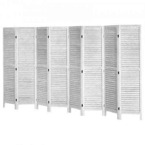Wood Room Divider 8 Panel Wood Folding Privacy Screen 66.9 Inches Tall