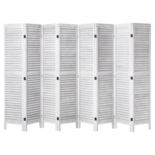 Wood Room Divider 8 Panel Wood Folding Privacy Screen 66.9 Inches Tall