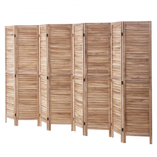 Wood Room Divider 8 Panel Wood Folding Privacy Screen 66.9 Inches Tall