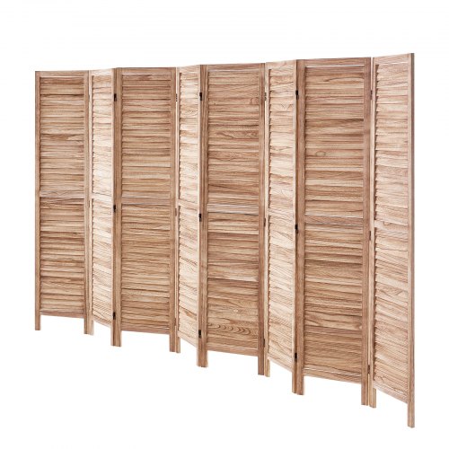 Wood Room Divider 8 Panel Wood Folding Privacy Screen 66.9 Inches Tall