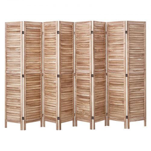 Wood Room Divider 8 Panel Wood Folding Privacy Screen 66.9 Inches Tall