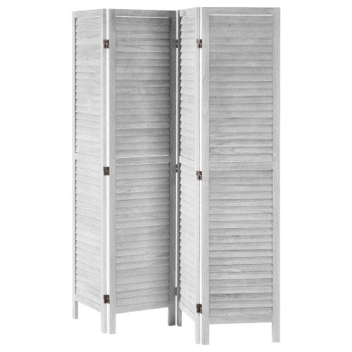 Wood Room Divider 4 Panel Folding Privacy Screen 66.9 Inches Tall Indoor