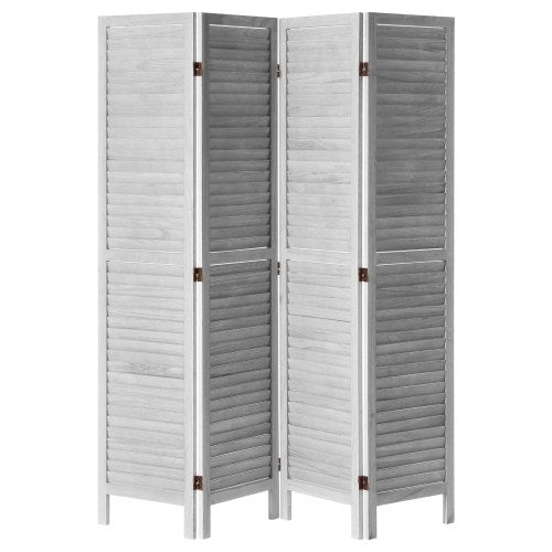 Wood Room Divider 4 Panel Folding Privacy Screen 66.9 Inches Tall Indoor