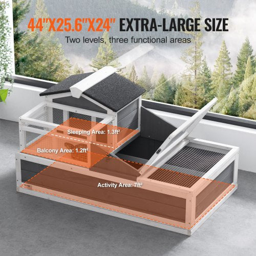 3Room Tortoise HouseTortoise Habitat with Balcony 2 Stories Wooden