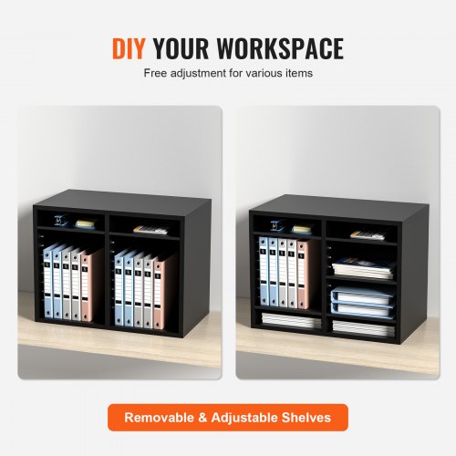 Wood Literature Organizer 12 Compartments File Sorter with Removable
